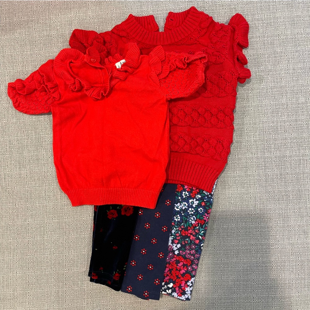 Janie and Jack Red Floral Bundle